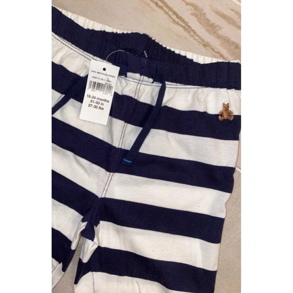 NEW Vintage Baby Gap Boys Chambray Hoodie Jacket & Striped Pants 18-24 Months